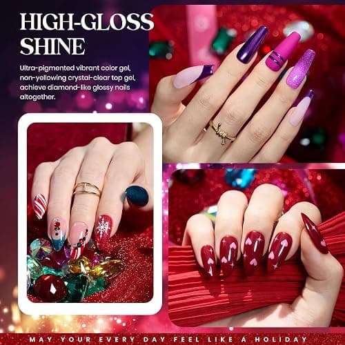 Beetles Winter Gel Polish Set 39Pcs Red Burgundy Blue Green Nude Pink Purple Gel Nail Polish with Base Top Coat for Manicure Lovers DIY at Home UV LED Needed Gift for Women Enchanted Jewelry thumbnail 3