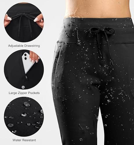 G Gradual Women's Fleece Lined Joggers High Waisted Water Resistant Thermal Winter Sweatpants Running Hiking Pockets thumbnail 4
