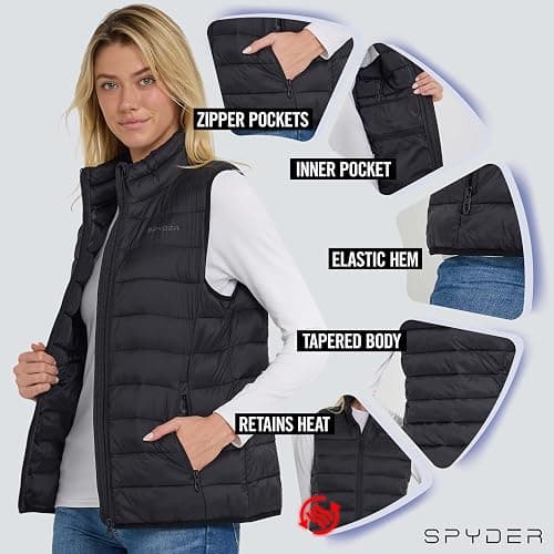 Spyder Womens Puffer Vest - Lightweight Sleeveless Puffer Vest Women - Cozy Fall Fashion Warm Quilted Jackets for Women thumbnail 5