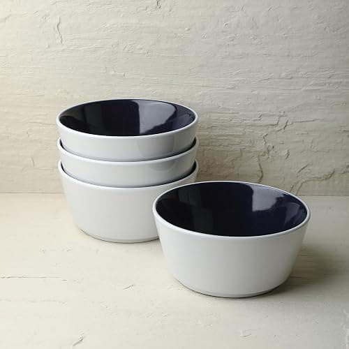 Stone Lain Elica 24-Piece Modern Dinnerware Set Stoneware, Plates and Bowl Sets for 8, Navy and White thumbnail 8