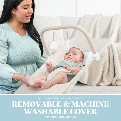 Portable Bouncer, 100% GOTS Certified Cotton Fabrics, Organic Oat thumbnail 6