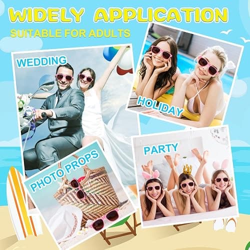 ASTARON 12 Pack Party Sunglasses Bulk Neon Party Favors for Beach Wedding Party Pool Supplies thumbnail 5