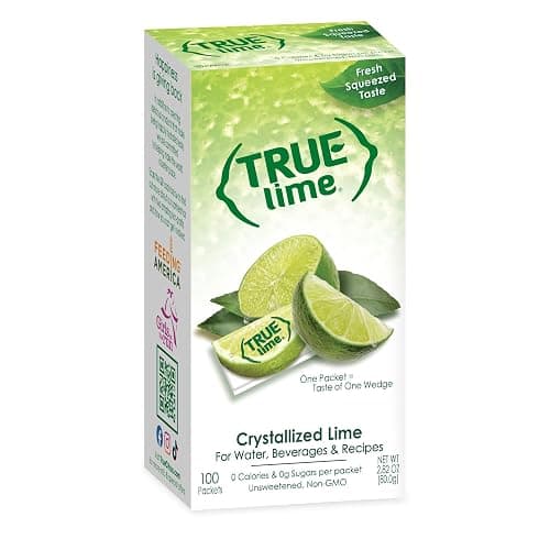 True Lime 100ct (Pack of 1) - Water Enhancer - Bulk Dispenser - 0 Calorie Drink Mix Packets For Water - Sugar Free Lime Flavoring Powder Packets - Image 1