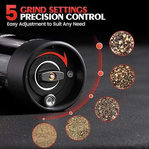 Electric Salt and Pepper Grinder Set Automatic Battery Pepper Mill Shakers Adjustable Coarseness Upgraded Larger Capacity with Led Home and Kitchen Appliances Christmas Gifts for Women thumbnail 3