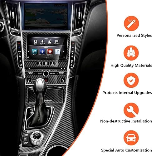 Fancemot 11PCS Real Carbon Fiber Interior Trim Kit Compatible with Infiniti Q50 2014-2024 & Q60 2017–2022, Interior Decor Sticker Accessories thumbnail 5