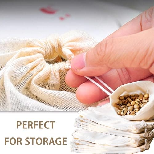 10 Pcs Spice Bags, Reusable Empty Tea Bags, Muslin Strainer Bags, Soup Bags for Cooking Natural Cotton Fine Mesh Cheesecloth Bags for Cold Brew Coffee(4 x3.2Inch) thumbnail 3