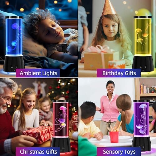 GuardWee Jellyfish Lamp, Jellyfish Aquarium Sensory Mood Table Lamp with 17 Color Changing Modes - Remote Control & USB Rechargeable for Bedroom/Office, Christmas/Birthday Gifts for Kids/Adults thumbnail 5