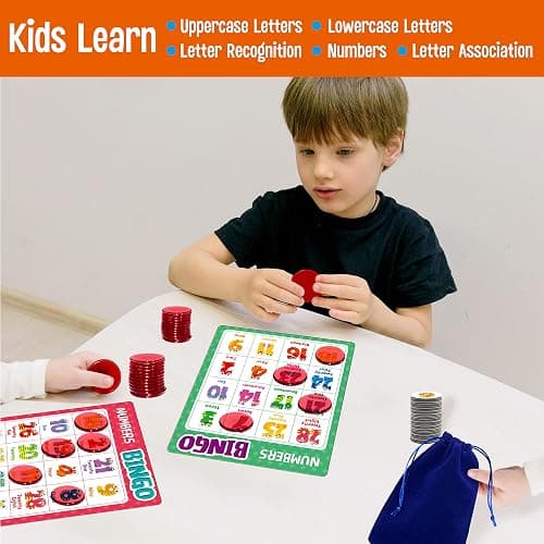 Alphabet Bingo Game, Uppercase/Lowercase/Number Bingo Game ABC and 123 Bingo Board Game for Kindergarten and Preschool Kids 4-8, Perfect for Classroom & at Home thumbnail 6
