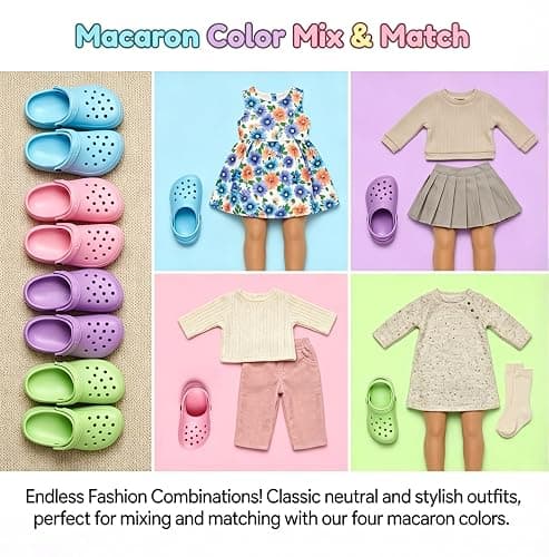 HXIELEC 4 Pairs 18 Inch Doll Shoes, EVA Clogs, Slip-On Dress Up Set | 4 Colors Endless Styling Doll Outfit Essential Cute Colors Easy Slip-On Design Gift-Ready Dress Up Set thumbnail 6