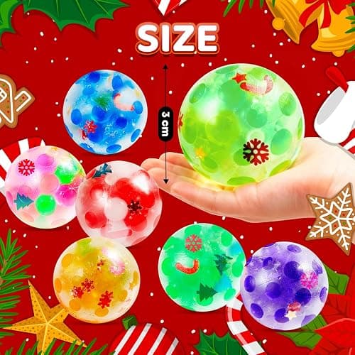 KIDRENFUN Christmas Party Bag Fillers Kids - 24 PCS Stocking Fillers Eve Box Fillers, Stress Ball for Kids Bulk, Class Prizes Mini Fidget Squishy Ball, Xmas Party Favours Boys thumbnail 3