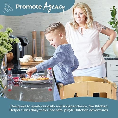Guidecraft Classic Kitchen Helper® Toddler Tower - Gray: Folding, Adjustable Height, Learning Step Stool for Kids, W/Chalkboard | Montessori Collapsible Safety Non-Slip Platform thumbnail 6