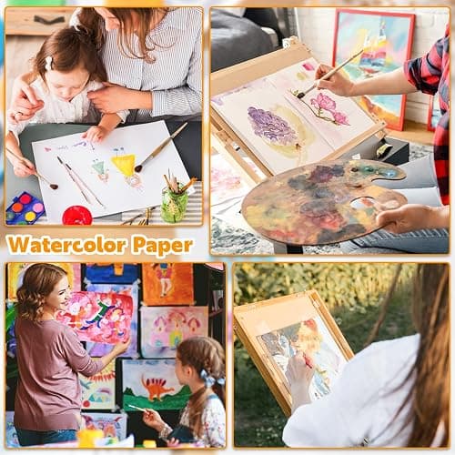 50 Sheets Watercolor Paper Bulk, 8 Sizes White Water Color Paper 140 lb/300 GSM Cold Press Watercolor Paper Easter Gifts for Beginner Artists Child Students Adults Drawing thumbnail 7