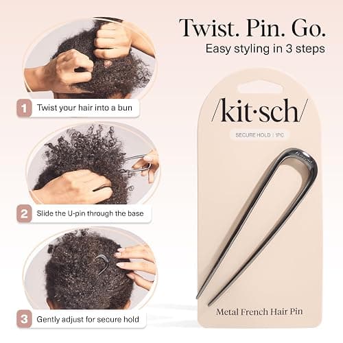 Kitsch French Hair Pins for Women – Elegant & Durable Metal French Pin for Updos, Chignon, Buns & Twist Hairstyles | Secure Hold All Day, Comfortable Fit | Ideal Gifts for Women- Hematite, 1pc thumbnail 7