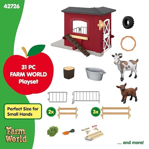 Schleich Farm World – 31PC Goat Stable Playset with 2 Goat Figures and Accessories – Farm Animal Toys for Boys and Girls – Pretend Play Barn Toy for Imaginative Play - Toddlers, Kids Ages 3+ | 42726 thumbnail 6