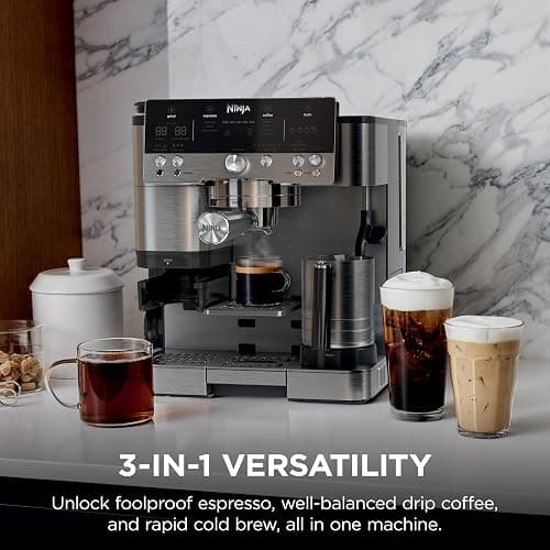 Ninja Luxe Café 3-in-1 Espresso, Drip Coffee and Cold Brew Machine | Integrated Coffee Grinder, Milk Frother, Assisted Tamper & Built-In Espresso Accessory Storage | Stainless Steel | ES601 thumbnail 4