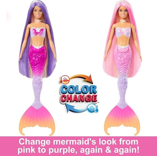 Barbie Mermaid Doll, “Malibu” with Pink Hair, Styling Accessories, Pet Dolphin and Water-Activated Color Change Feature - Multicolor thumbnail 5