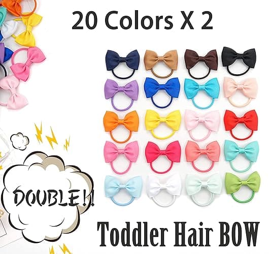 CÉLLOT Toddler Hair Accessories - 40pcs 2.75" Elastics Rubber Ribbon Bands, Bows for Baby Girls, Kids & Children thumbnail 4