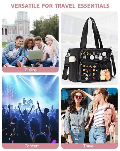 Prokva Large Ita Bag, Kawaii Pin Display Ita Tote Bag for Anime Kpop Fans | Ita Tote Bag with 3 Pin Display Pockets & 2 Inserts, Fits 15.6” Laptop, Kawaii Gift for Anime Kpop Fans Concert Cosplay thumbnail 7
