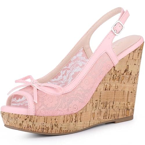 Allegra K Women's Lace Platform Wedges Wedge Heel Sandals - Image 1