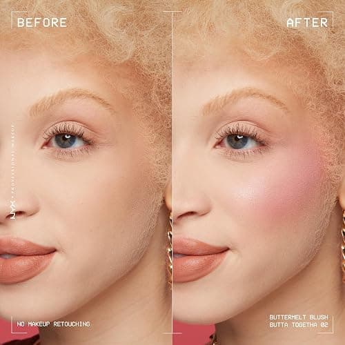 NYX PROFESSIONAL MAKEUP Buttermelt Powder Blush, Fade and Transfer-Resistant Blush, Up to 12HR Make Up Wear, Vegan Formula - Butta Together thumbnail 3