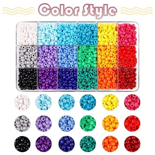 MAKERSLAND 2600+pcs Pony Beads Kit 18 Color Rainbow Plastic Multicolor Pony Bead Bulk with Elastic String Hair Beads DIY Crafts Jewelry Making Kit for Bracelets Necklaces Key Chain thumbnail 3