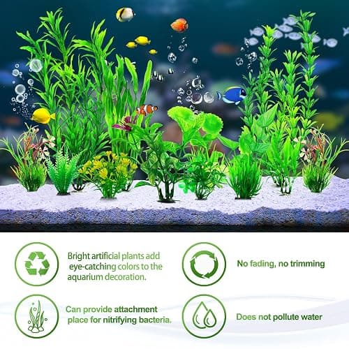 CousDUoBe 12pcs Fish Tank Accessories Aquarium Decorations Green Plants, Green Fish Tanks Decoration Plants, Fish Tank Decor, Aquarium Decor Plastic Plants thumbnail 6