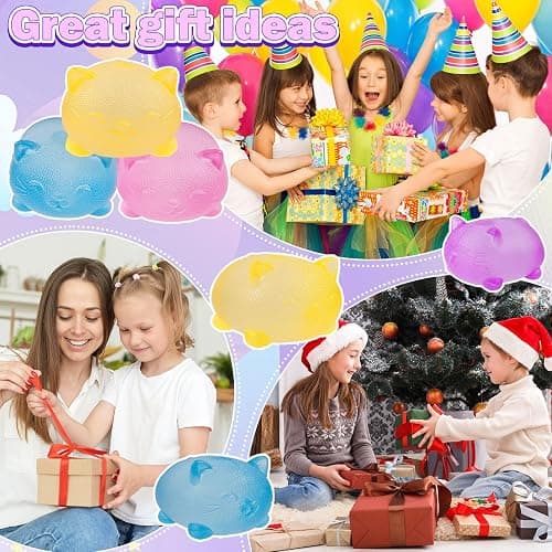 4 Pack Gummy Kitty & Sugar Ball Designs, Anxiety Relief & Focus Toy, Maltose Filled Squeeze Cat Toys for Sensory Play, Sensory Fidget Toys for Adults, Kids, Slow Rising Squishy Stress Ball thumbnail 5