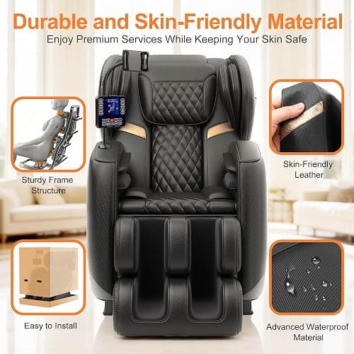 GOLD TIME Upgraded Massage Chair Full Body, Zero Gravity Recliner with Heat, 10 Fix Points, Bluetooth, Touch Screen, Footrest, Shiatsu Massage Chair Full Body for Parents, Seniors & Easy Assembly thumbnail 4