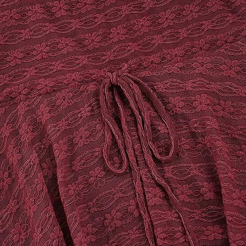 Womens Square Neck Short Sleeve Lace Top Front Tie Ruched Design Casual Blouse for Everyday and Night Out Occasions thumbnail 5