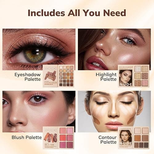 Joyeee All in One Makeup Kit, Full Starter Makeup Kit for Women Beginners - 24 Eyeshadow, 6 Blusher, 7 Concealer, 6 Highlighter, Lasting Cosmetics Gift Set thumbnail 5