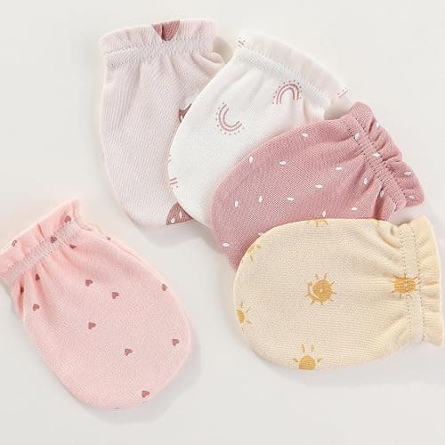 MAMIMAKA Newborn Baby Boy Girl Caps Mittens Socks Set Cotton Baby Essentials Accessories (Hats+Gloves+Socks) thumbnail 2
