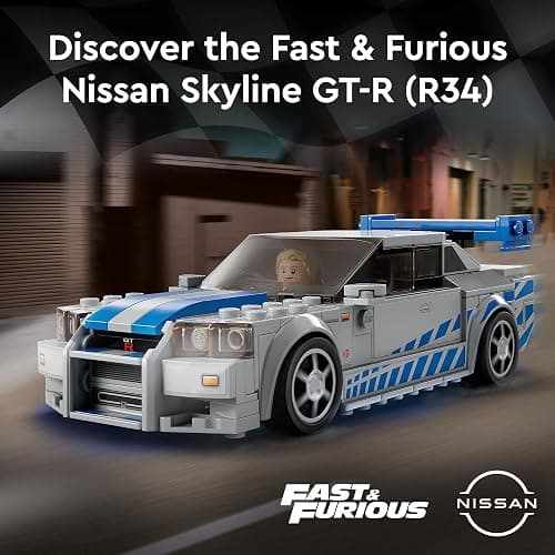 LEGO Speed Champions 2 Fast 2 Furious Nissan Skyline GT-R (R34), Race Car Toy Model Building Kit, Collectible with Racer Minifigure, 2023 Set for Kids, Boys and Girls Ages 9 and Up 76917 thumbnail 2