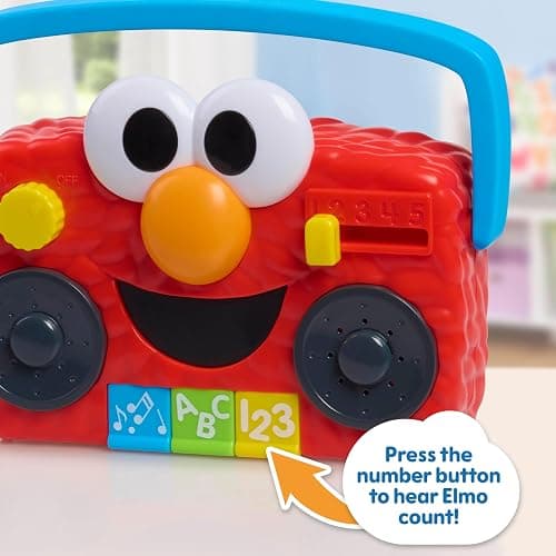 Sesame Street Elmo Take Along Boombox with Lights & Sounds, 5.5-inch Interactive Toy, Learning and Education, Kids Toys for Ages 2 Up by Just Play thumbnail 2