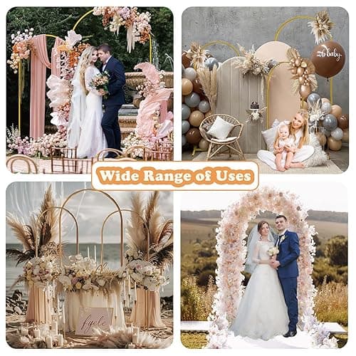 DDMY Arch Backdrop Stand, Gold Metal Balloon Arch Stand Set of 3 (7.2FT/6.6FT/6FT) for Wedding Ceremony Birthday Party Baby Shower Graduation Ceremony Photo Backdrop Other Occasions Decoration - Arch Stand (7.2FT/6.6FT/6FT) thumbnail 7