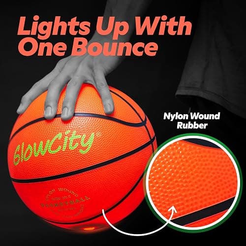 GlowCity Glow in The Dark Basketball - Sizes 5, 6, 7 Light Up Ball for Kids, Teens & Adults - Red Glow for Outdoor Games - Sports Birthday Gifts Ideas for Boys Ages 6 7 8 9 10 11 12 13 14 thumbnail 4