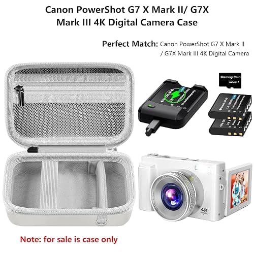 Leayjeen Digital Camera Case Compatible with 4K HD Digital Cameras 64MP, 16x Zoom Camera Portable Hard Case Includes Shoulder Strap and Mesh Storage Pocket(White)(Case Only) thumbnail 3