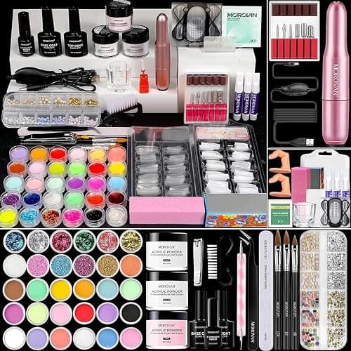 Morovan Acrylic Nail Kit for Beginners: Professional Nail Kit Set with Acrylic Powder Glitter Full Nail Starter Kit for Nail Extensions - Image 1