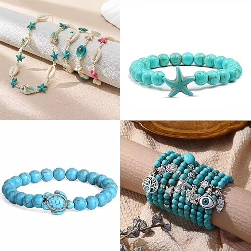 ToBeIT 325Pcs Turquoise Sea Turtle Beads Starfish Bead Blue White Tortoise Turtle Charms Summer Beach Animal Spacer Bead Shell Craft Beads for Jewelry Making DIY Bracelets Necklace Supplies thumbnail 6