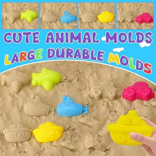 Holady Beach Bucket Sand Toy for Kids,10 PCS Kids Foldable Sand Bucket, Foldable Bucket Portable Silicone Pail and Beach Shovels Set for Kids Beach Play thumbnail 5