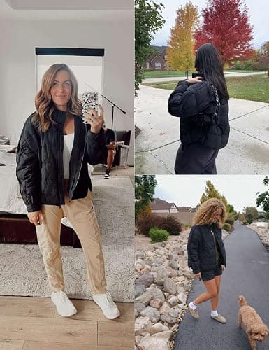 Xiaoxuemeng Womens Quilted Puffer Jacket Zip Up Lightweight Padded Coat Outwear thumbnail 4