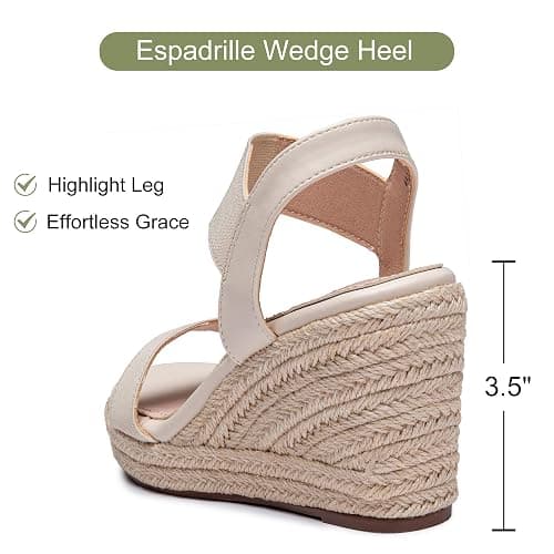 Vepose Women's Open Toe Espadrille Wedge Sandals with Ankle Strap | Dressy casual slip on platform strappy sandals , cute casual summer shoes styling for daily weddings travel thumbnail 6