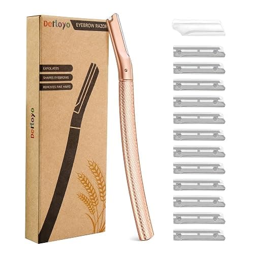 Eyebrow Razor-Face Razors for Women-Dermaplaning Tool for Face Exfoliation & Peach Fuzz with 12 Refill Blades-Facial Dermaplane Razors Shaver-Rose Gold - Image 1