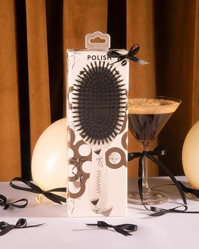 FRAMAR Boar Bristle Hair Brush – Slick Back Hair Brush For Women, Boar Bristle Brush, Slick Back Brush, Hairbrush Women, Brosse a Cheveux, Boar Brush For Volume and Shine – Espresso Martini thumbnail 9