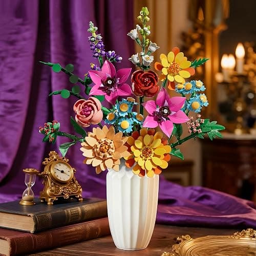 Flower Bouquet Building Set,891PCS Artificial Plant Flower Kit Toy for Kids, Artificial Flowers Botanical Collection for Adults Women Girls, Gifts for Mother's Day, Birthday, Christmas, Home Decor thumbnail 7