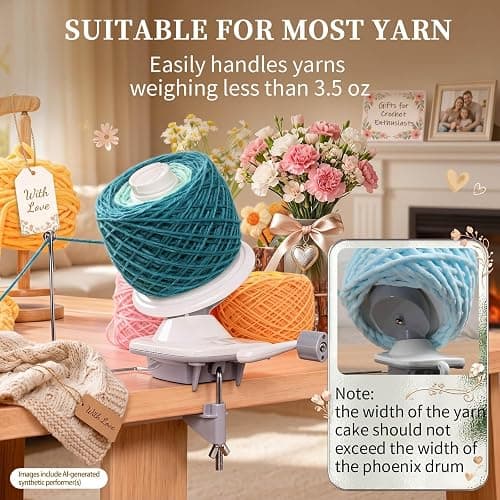 SPEENSUN Yarn Winder, Yarn Winder for Crocheting, 3.5 OZ Easy-to-Install and Efficiently Yarn Ball Winder with Lower Noise, Yarn Spinner for Crochet and Knitting Lover for Yarns Below Size 5 thumbnail 5