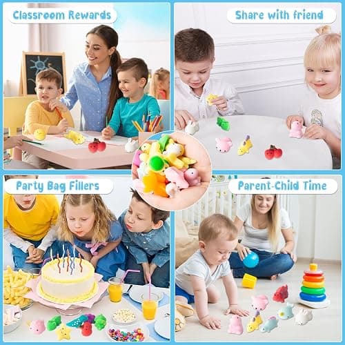 32Pcs Mochi Squishy Toys Mini Kawaii Animals Fruits Squeeze Toy Soft Squishies Stress Relief Sensory Fidget Toys Pack Kids Gifts Party Bag Fillers thumbnail 7