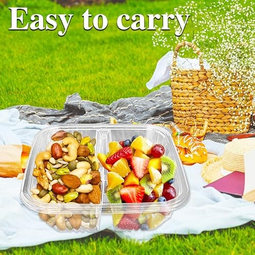 Haawooky 30 Pack Bento Snack Containers,2 compartments Lunchable Containers with Lids,Divided Food Containers for School, Work and Travel thumbnail 5