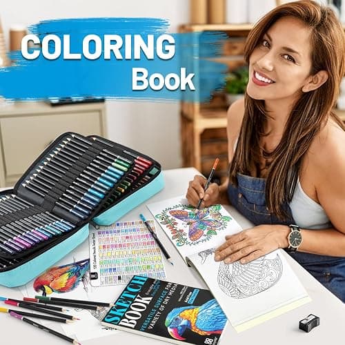 136 PCS Colored Pencils Set for Adult Coloring Books, 120 Colored Pencils with Sketchbook, Coloring Book, Sharpener, Soft Core Oil-Based Coloring Pencils for Artists Drawing Sketching Blending Shading thumbnail 6