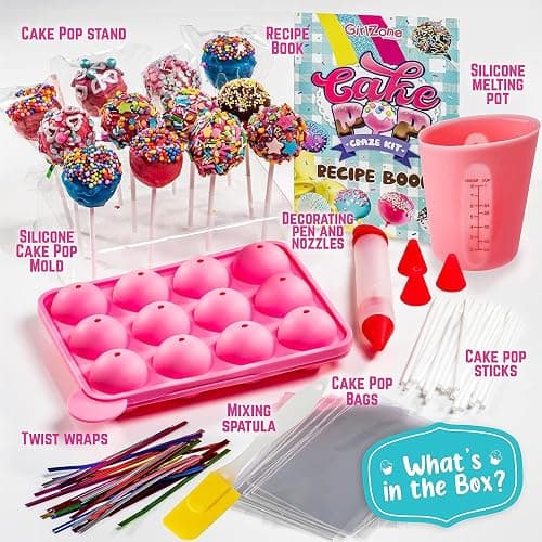 GirlZone Cake Pop Craze Kit, Baking Set for Kids Ages 10–12 with Cake Pop Mold, Stand, Gifting Bags & Decorating Pen, Fun Creative Kitchen Activity, Christmas & Holiday Gift thumbnail 3