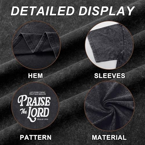 Wedsadl Christian Jesus Shirts for Men Religious Praise The Lord Bible Verse Shirt Oversized Graphic Tees Acid Wash Tshirt thumbnail 6